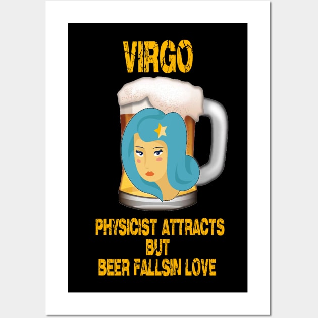 Virgo Sign Funny Beer T-Shirt Wall Art by Cervezas del Zodiaco